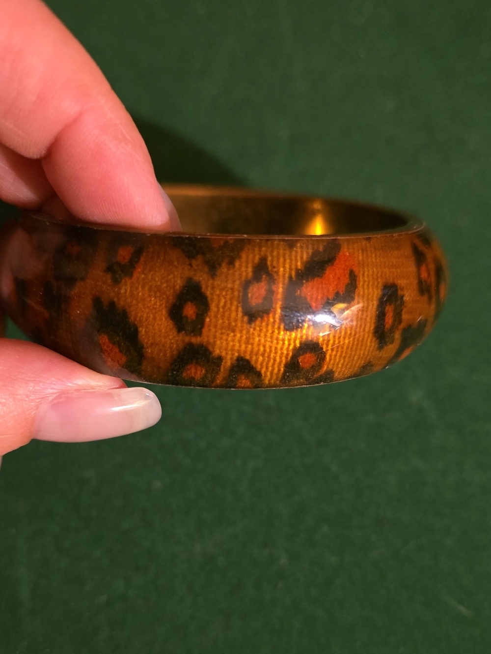 Leopard Print Resin Bangle Bracelet in Brown